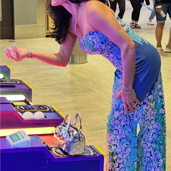 Lilly Pulitzer Noa Strapless Maxi Dress Blue Floral - Picture 11 of 12